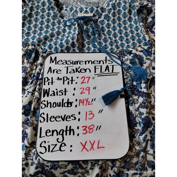 Knox Rose Women's size XXL Bohemian Floral Tassel Peasant Puff MuMu Loose Dress - Picture 7 of 12